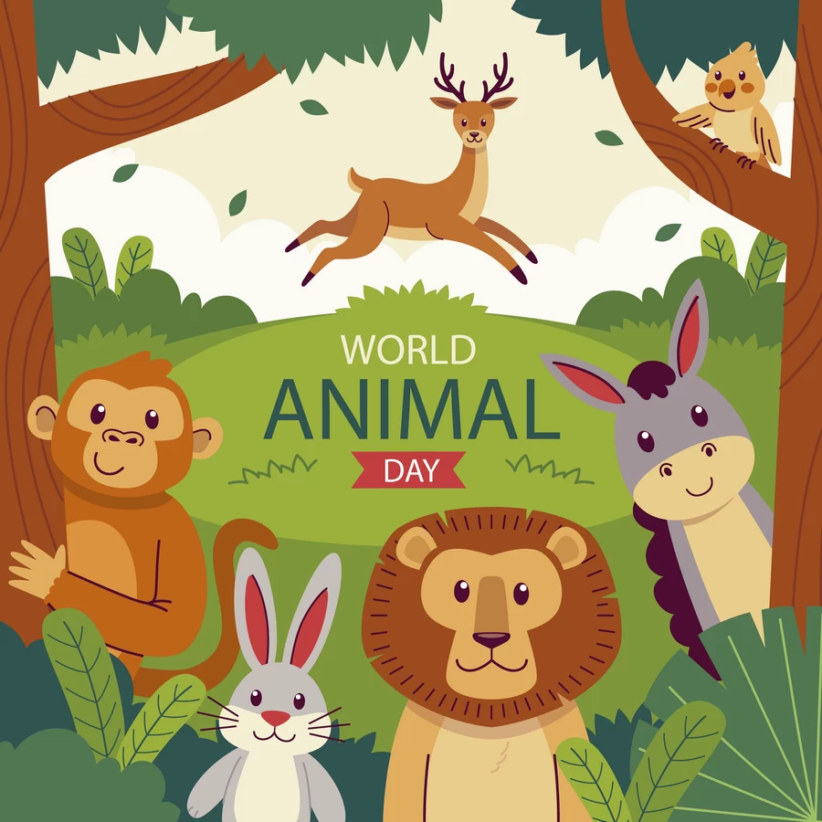 卡通森林动物狮子老虎猴子长颈鹿海豚鸟兔子牛斑马插画海报AI素材【055】